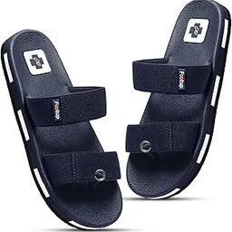 foot up Men’s Dual Strap Comfort Slides | Stylish Anti-Skid Slippers with Cushioned Sole | Adjustable Walking Sandals for Everyday Indoor & Outdoor Use image 1