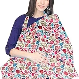 POLKA TOTS 100% Cotton Washable Nursing Breastfeeding Multipurpose Maternity Apron Cover & Scarf for Mothers with Carry Pouch (Pink)-image-36