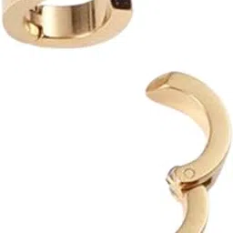 Stainless Steel Mens Womens Clip On Earrings Hoop Huggie Non-Piercing Hypoallergenic, Stainless Steel,Gold colour-image-0