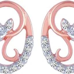 18k (750) Rose Gold and Diamond Stud Earrings for Women-image-89