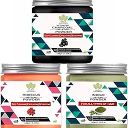 Haria Naturals Charcoal Powder 100gm & Hibiscus Powder 100gm & Indigo Powder 100gm (Pack Of 3) 300GM-picture-30