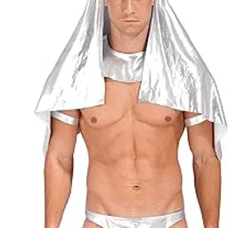 Chrismas Men Lingerie Babydoll Nightwear Babydoll Lingerie Men's Ancient Egypt King Costume Lingerie Shiny Headpiece Low Rise Bulge Pouch Thongs-image-85