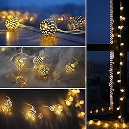 Lexton 20 Bulbs Metal Ball Lights for Home and Office Indoor Decorations (Yellow, Pack of 2)-picture-44