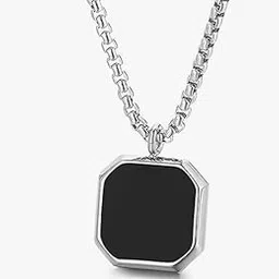 Needs collection Men's Jewellery Black Silver Chain For Men Boys Geometric Stainless Silver Locket Pendant Chain For Men Boys-picture-33