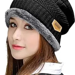 fy lane Girl’s/Boys/Kids/Unisex Winter Woolen Grey with Fold Cap/Beanie-picture-34