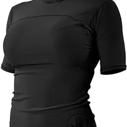 body glove Women's Smoothies Fitted Short Sleeve Rash Guard Tops, Black, Large image 1