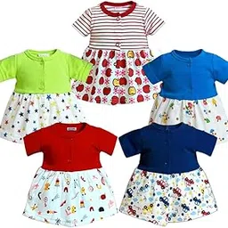 vparents Cotton Knee-Length Half Sleeves Girls 18-24 Months Frock pack of 5-picture-52