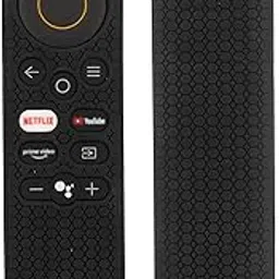 SHOPOFLUX Silicone Remote Cover Compatible with REALME Smart LED TV Anti Slip Remote Case Shockproof Cover (Black) image 1