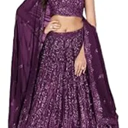 Beautiful Purple Sequins Georgette Wedding Lehenga Choli With Dupatta-picture-16