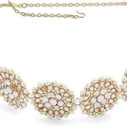 zaveri pearls Gold Tone Kundan & Pearls Studded Flowers Ethnic Head Chain For Women-ZPFK13105-picture-11