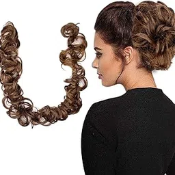 Kabello Messy Bun Making Hair Frill Extension Also Use As Messy Ponytail Styling (Light Brown) image 1