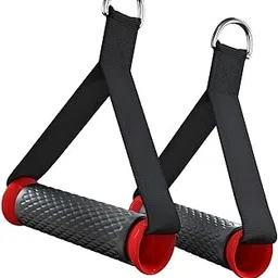 ELEBUNNY Nylon Exercise Handles for Cable Machines & Resistance Bands – Stirrup Grip Handle for Fitness, Gym, Resistance Training, Yoga & Home Workouts – Heavy Duty Straps (Black Red)-picture-57