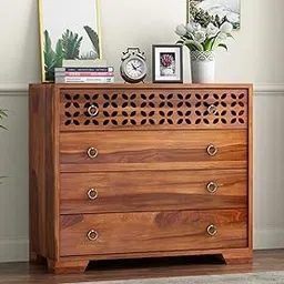 HAVORI FURNITURE Sheesham Wooden Chest of Drawer with 4 Drawer Storage for Living Room Storage - Solid Wood Chest of Drawers Wooden Drawer Cabinet for Bedroom Home Decor (Design 5)-picture-13