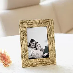 BEHOMA Golden Aluminium Hammered Photo frame | Best Gift for home decor, Birthday, Anniversary, Festivals, Mother's Day, Housewarming | Gold Finish (4x6 Inches)-picture-30