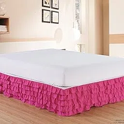 Elegant Comfort Luxurious Premium Quality 1500 Thread Count Wrinkle and Fade Resistant Egyptian Quality Microfiber Multi-Ruffle Bed Skirt - 15inch Drop, King, Pink-picture-20