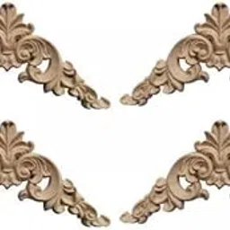 ATORSE 2X4X Wood Carved Appliques Corners Onlays Figurine for Headboard Wall Door 8Cmx8Cmx0.8Cm|Home & Garden-picture-18