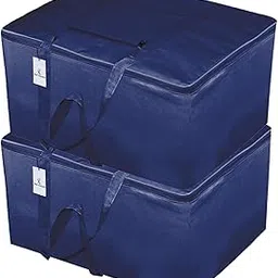 Kuber Industries 2 Pieces Rexine Jumbo Attachi Travel Handbag - Storage Carrying Bag, Blanket Cover, Duffle, Multi-Purpose Bag (Blue) CTKTC134724-picture-24