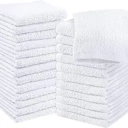 LOOK BACK Towels 6 Pack 100% Cotton Wash Cloth, Luxurious Soft, 12 x 12 inch Ultra Absorbent, Machine and Car Washable Washcloths, White-picture-23