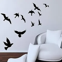 Tuffuk Black Birds Black Large Wallsticker for Home Decorations (100 cm x 100 cm)-picture-11