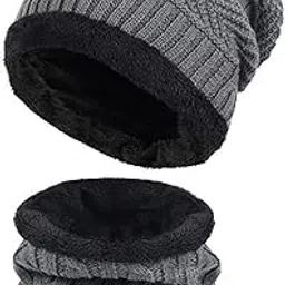 gajraj Winter Knit Beanie Woolen Cap Hat and Neck Warmer Scarf Set for Men & Women (2 Piece)-picture-20