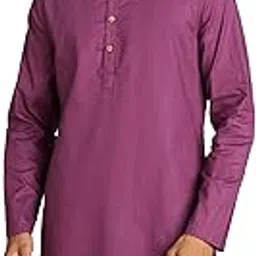 amazon brand - symbol Men's Cotton Regular Kurta (SYMETHLKUR-4_Plum_S_Plum_S) image 1