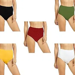 pepperika Women's Plus Size Panties High Waist Cotton Brief Maternity Pregnancy C-Section Recovery Underwear Combo (Colors and Prints May Vary) Multicolor image 1