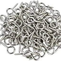 DIY Crafts 1 inch Small Screw Eyes Metal Eye Screw Hooks Self Tapping Screws Hook Ring Eyelet Hooks Silver / Gold (Pack of 30 Pcs, Silver Rust Proof Coating)-picture-17