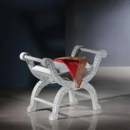 ACE CRAFTIQUE Handcrafted Bone Inlay Vanity Seat - Grey-picture-11