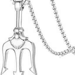 meenaz locket Pendant for Men combo platinum Silver Boys Mens boyfriend gents Boy girls Women lovers Unisex Stainless Steel trident Necklace Long Locket Valentine gift Stylish Simple Chain Pendant-295-picture-28
