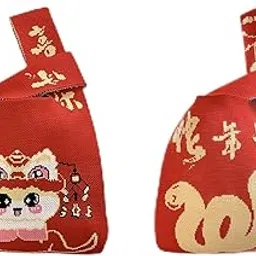 snappsy Knot Wrist Bag Knit Handbag Elegant Knot Wristlet Purse Casual Knit Tote Bag Snake-picture-18