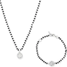 minutiae Round Crystal Diamond Tanmaniya Combo Mangalsutra Pendant Necklace & Bracelet For Women And Girls With Extendable Chain-picture-22