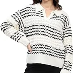 global republic Wool Blend Woven Print Shirt Collar Pullover for Women (17165)-picture-55