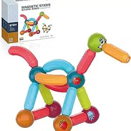 Kidology DIY Magnetic Sticks and Balls Building Blocks Toys - Kids Montessori Magnetic Balls and Rods Set - Play, Stack, and Learn with 3D Magnet Educational Toys for Kids (26 Pcs) - Multi-Color-image-36