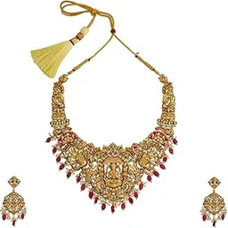 kushal's Fashion Jewellery Gold Polished Copper Antique Necklace for Women-picture-14