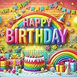 Backdropon Rainbow with Cake Themed Happy Birthday Design Backdrop for Birthday Decoration Traditional/Background Curtain Cloth for Party/Festival Size 5 Feet Height and 8 Feet Width(5 * 8)-picture-23
