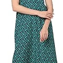 Women Printed Round Neck Half Sleeves Cotton Rich Maxi Nightdress-image-41
