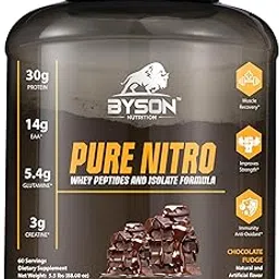 BYSON NUTRITION Pure Nitro Whey Protein 5.5 Lbs Ultimate Muscle Building Formula,Increase Strength&Performance(Chocolate Fudge)-image-64