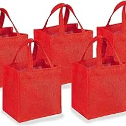 Earthbags CUTE JUTES GIFT BAGS IN SOLID COLOR – PACK OF 5 (Red)-picture-12