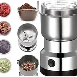 PUNJAN Nima Stainless Steel Multifunctional Electric Grinder & Coffee Maker - Mini Spice, Coffee, and Masala Grinder for Beans, Nuts, and Grains - Household Mixer Grinder (Small, Silver) image 1