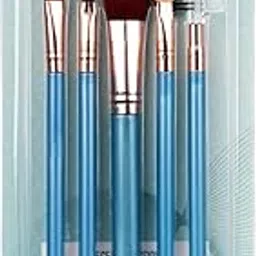 Fashion Colour Set N Play 5-Piece Makeup Brush Set by Fashion Colour | Professional Fluffy, Shader, Blending, Angled & Spoolie Brushes | Soft Bristles, Travel-Friendly Makeup Kit for Face & Eyes (Teal)-picture-32