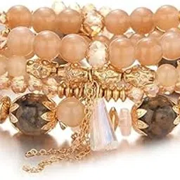 vien 4PCS Bohemian Jewelry Lucky Life Tree Tassel Bracelet Set Elastic Wooden Bead Tree of Life Charm Bracelet for Women(BROWN)-picture-55