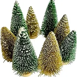 PartySanthe 10cm 8pcs Mini Christmas Trees Desktop Miniature Pine Tree Christmas Decorations for Christmas Table Decor with Wooden Base Artificial Small Xmas Tree - Pack of 8pcs-picture-33