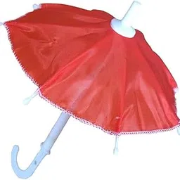 Radha Raman Store Decorative Krishna Toy Umbrella, Red with White Handle, Traditional Religious Accessory-picture-31