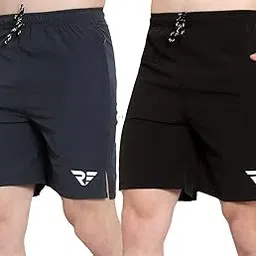 red-fost Men’s Polyester Knee Length Shorts | Regular Fit Sportswear Shorts for Gym Running Workout | Lightweight Quick Dry Fabric with Elastic Waistband and Side Pockets (Pack of 2)-picture-10