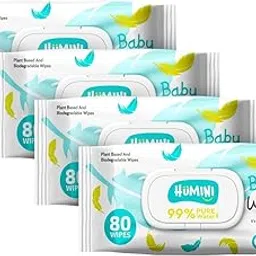 Humini Natural Care Baby Wet Wipes with Lid | Plant Based And Biodegradable Wipes | For Baby's Sensitive Skin 80 Pcs (Pack of 4)-picture-17