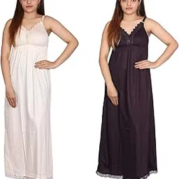 rylie Women's Cotton Solid Maxi Nighty Slip-picture-38