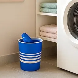 Heart Home 6 Ltr Plastic Swing Dustbin with Lid | Trash Waste Bin for Study Room, Wash Room & Office Use | Dustbins & Garbage Bin for Kitchen & Home | Bingo Silver Lining - Blue-image-64