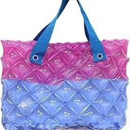 enakshi (label) Inflatable Beach Tote Bag Beach Basket Waterproof PVC Handbag for Gym Market Blue Purple|Clothing, Shoes & Accessories | Womens Handbags & Bags image 1