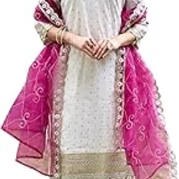 vredevogel Women's Chanderi Silk Embroidered Kurta with Pant & Organza Dupatta Set-picture-11
