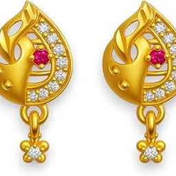 accessher Women's & Girls Gold Plated Teardrop Drop Earrings Sparkling Red Stone & American Diamond Dangle Earrings For Gift, Jewellery Accessories For All Occasions-picture-22